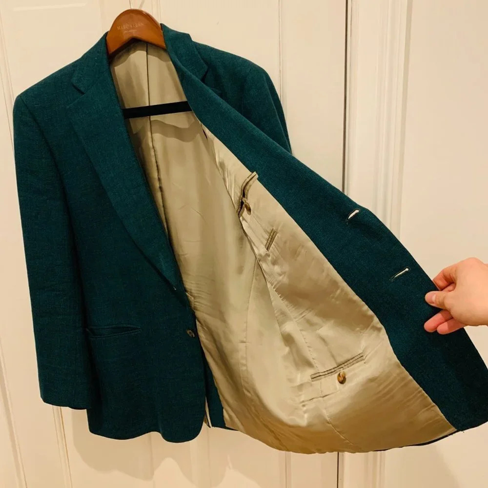 Paul Stuart Green Wool Suit Jacket Sport Coat Blazer Size 42 Short - Picture 10 of 16